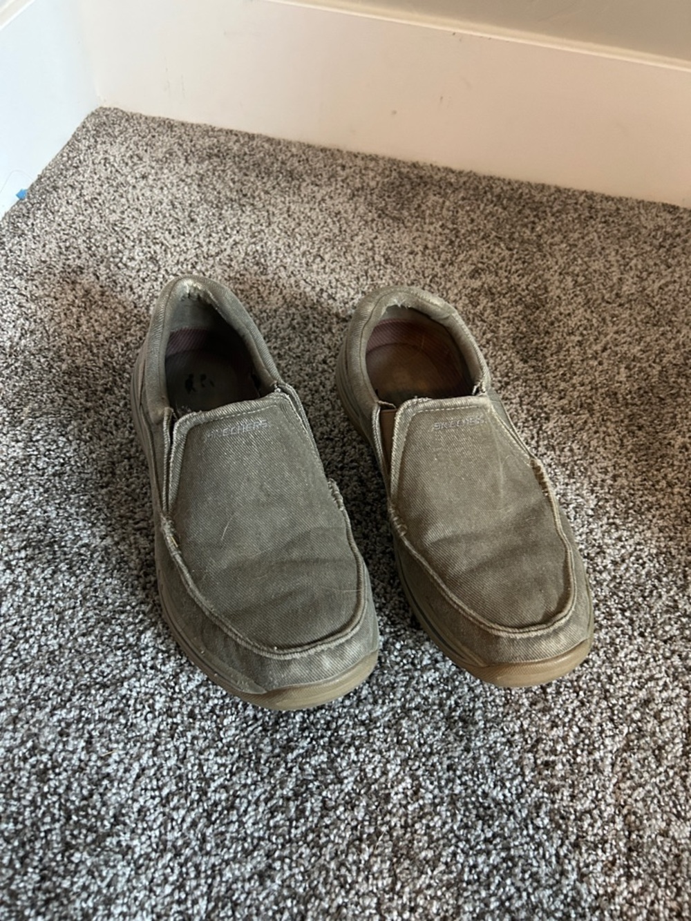 Skechers Men's Olive Canvas Slip-On Loafers